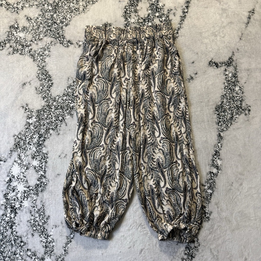 Anthropologie Pants Womens Size M Cream Multicolor‎ Paisley Print Harem Pull On